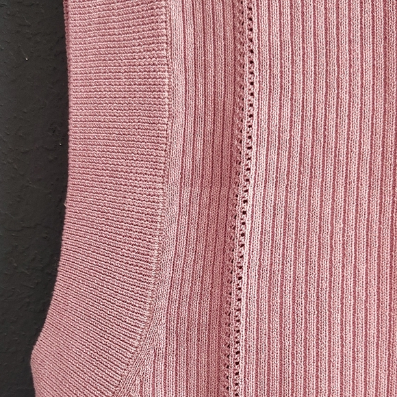 Ann Taylor Pink Knit Top with Black Trim - Picture 4 of 8